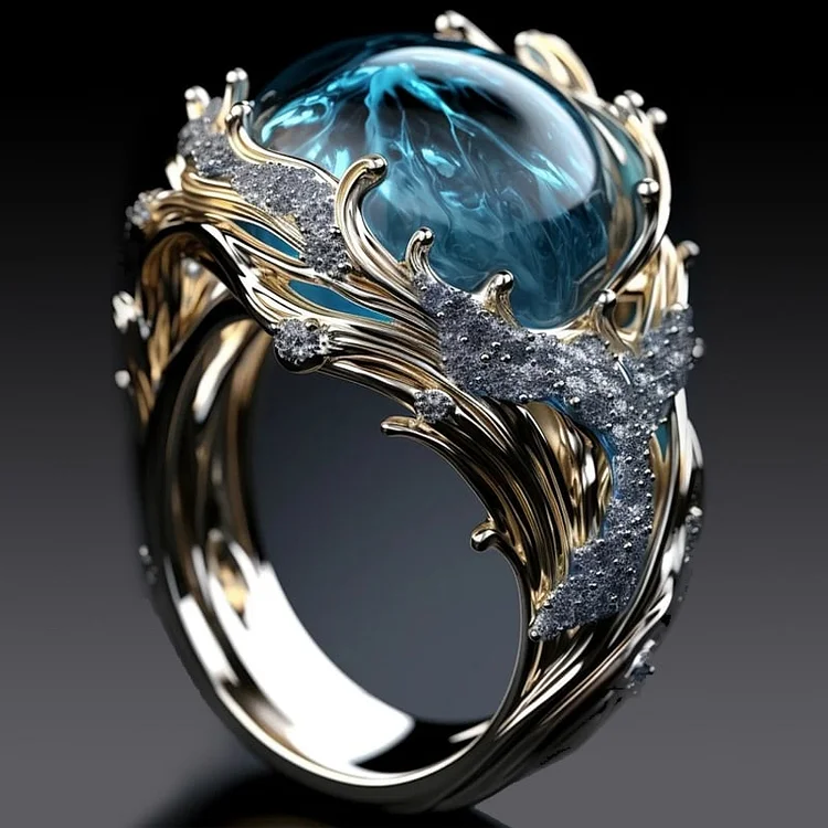 Vintage Ocean Crystal Ring | Zrównoważona biżuteria inspirowana oceanem