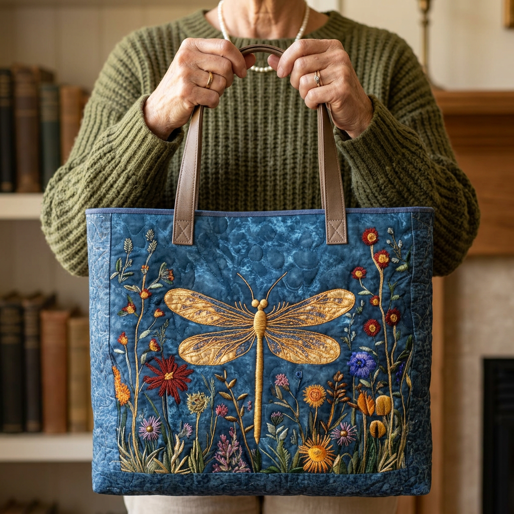 Bolso de Hombro Acolchado con Libélula